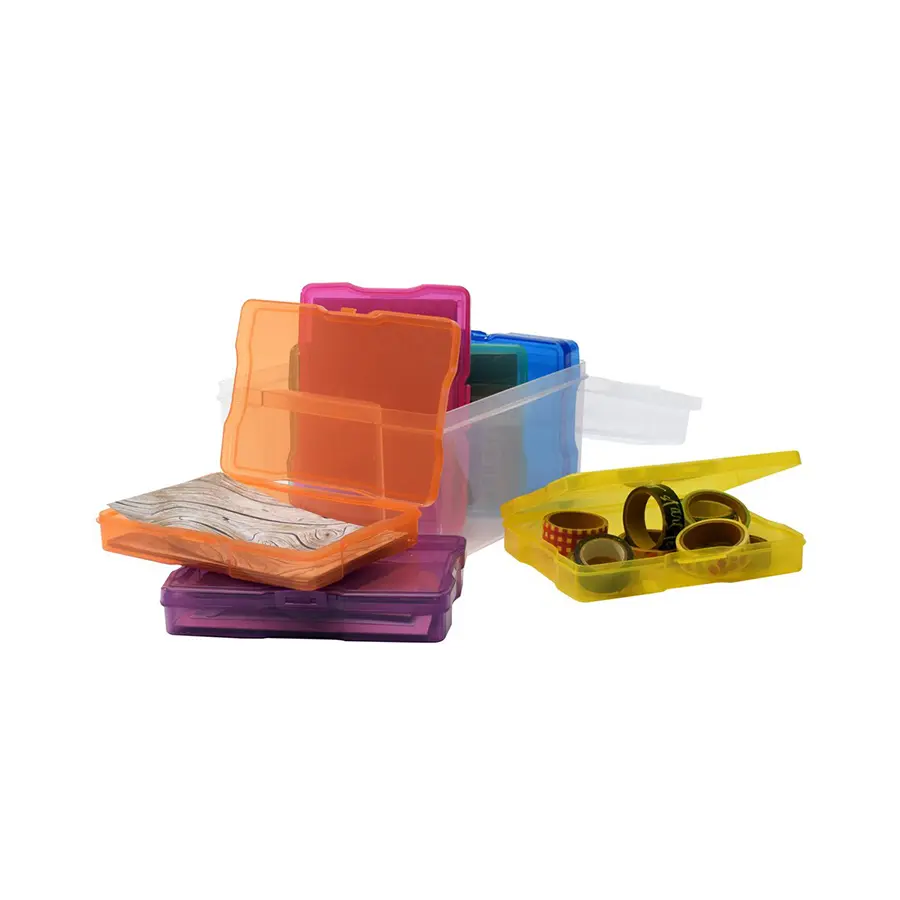Opbergbox gekleurd met 6 cassettes - Afbeelding 2