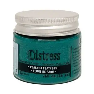 Distress embossing glaze peacock feathers
