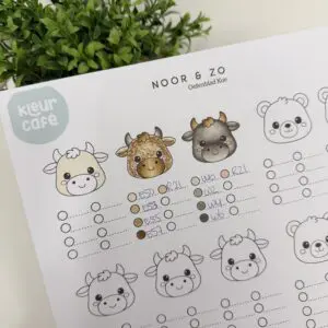 Leerzame les koetjes kleuren met alcohol markers incl. oefenblad
