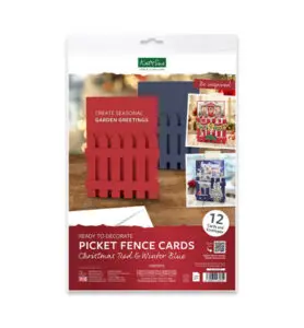 Picket Fence kaarten en enveloppen kerst rood & blauw