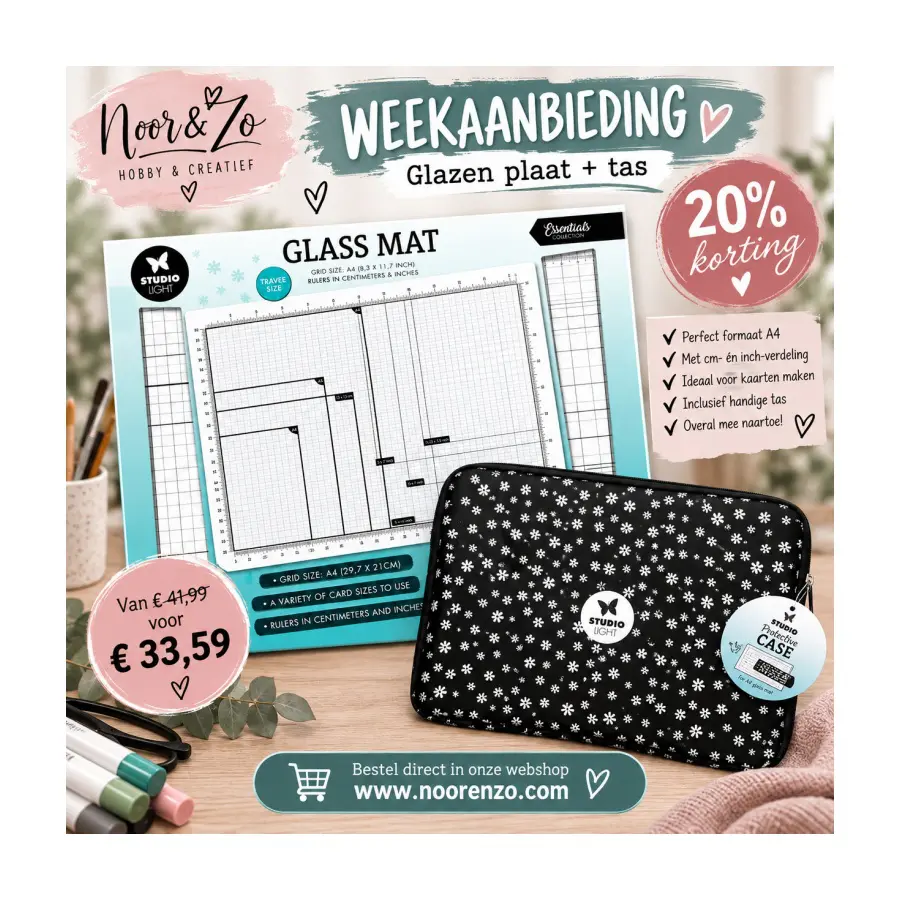 Glasplaat A4 met tas