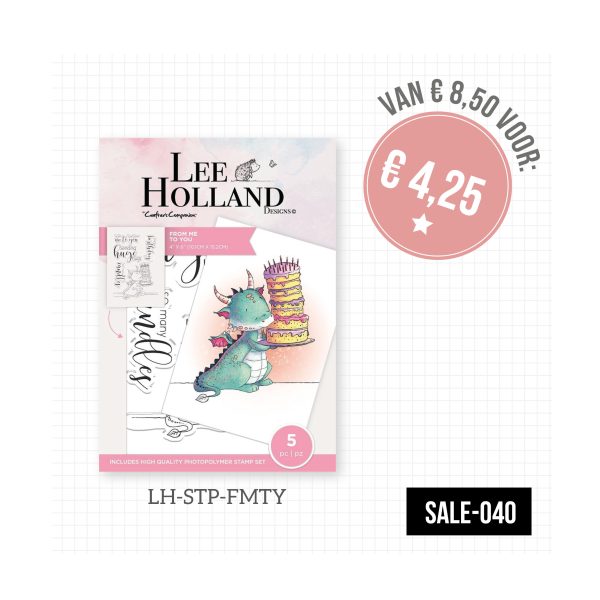 Sale-040 stempel draak met taart