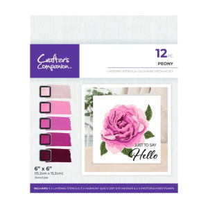 Colouring medium set layering stencils peony