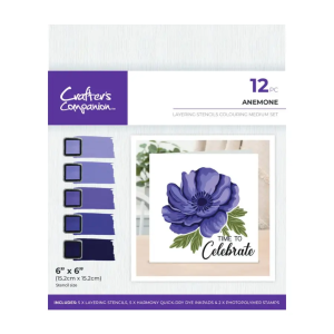 Colouring medium set layering stencils anemone