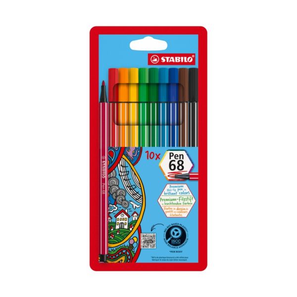 Premium viltstift pen 68 set 10 kleuren