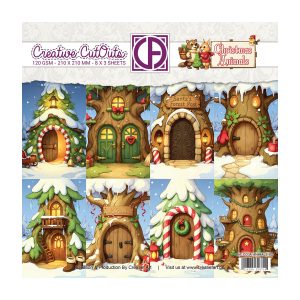 Collage papier boomhuisjes