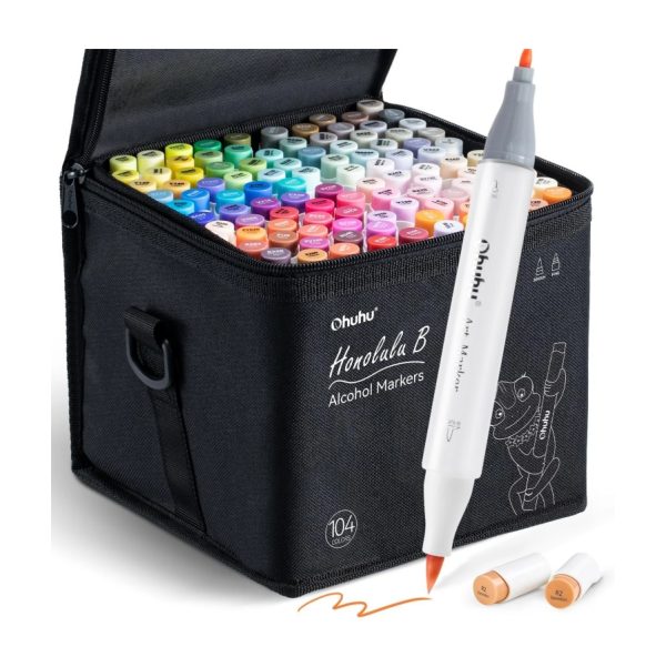 Honolulu B 104 kleuren alcohol art markers brush & fine
