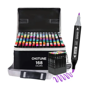 Chotune 168 kleuren Alcohol Markers Brush & Fine + etui
