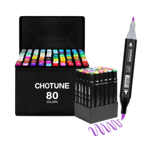 Chotune 80 kleuren Alcohol Markers Brush & Fine + etui (kopie)