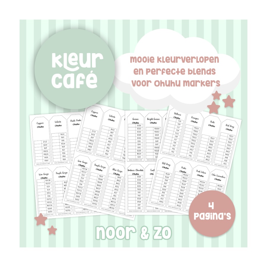 Ohuhu holulu kleurenkaart geprint kleurverlopen