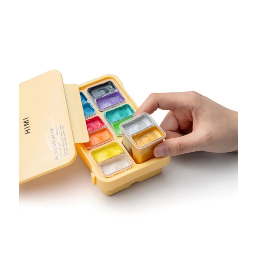 Gouache Metallic set 12 st. - Afbeelding 3