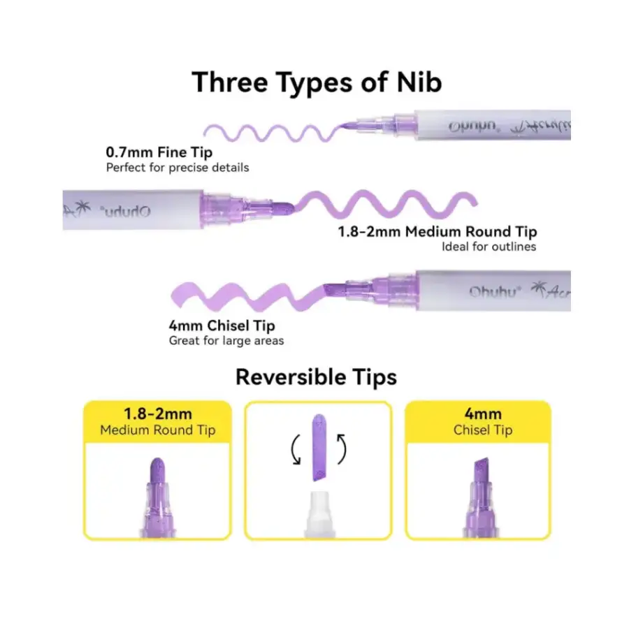 Acrylic marker set 24 in etui chisel & round - Afbeelding 2