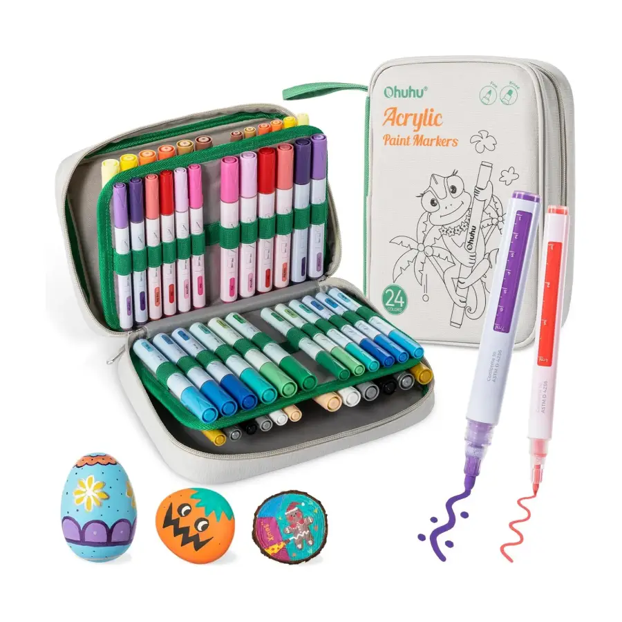 Acrylic marker set 24 in etui chisel & round