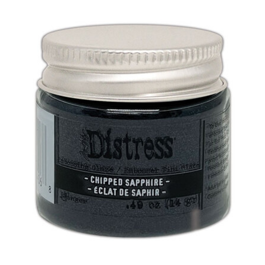 Distress embossing glaze chipped sapphire