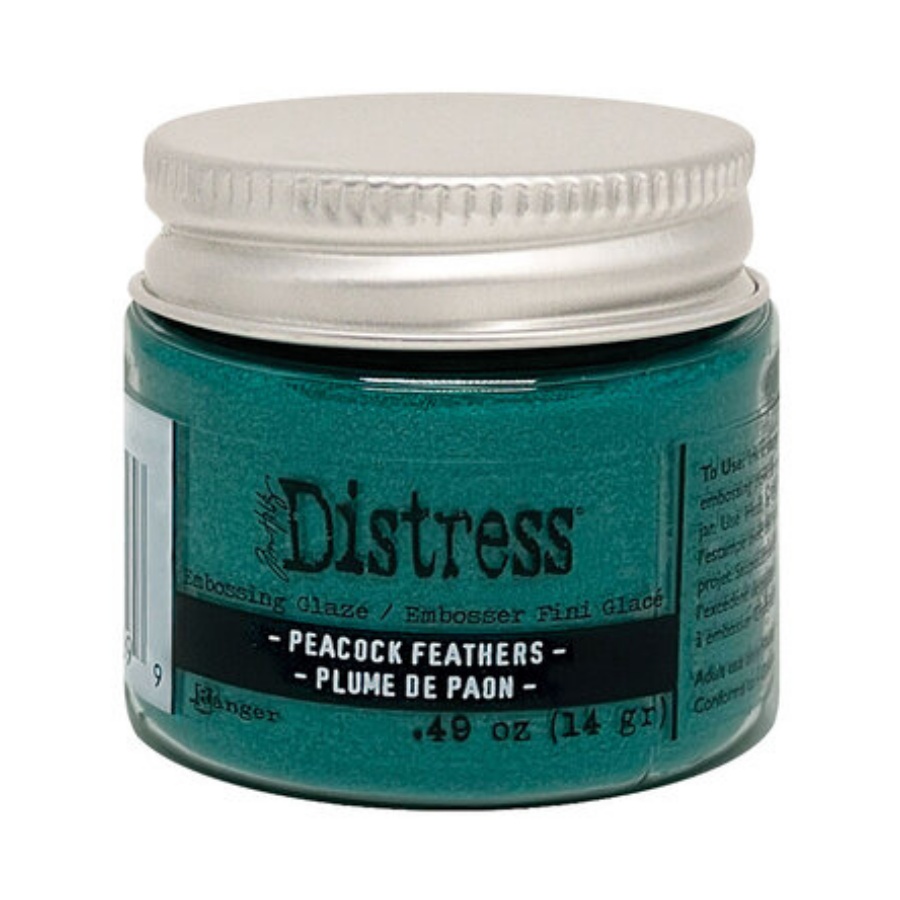 Distress embossing glaze peacock feathers