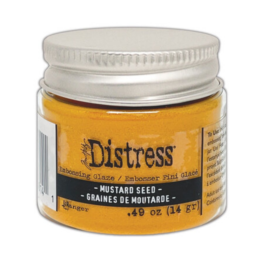 Distress embossing glaze mustard seed
