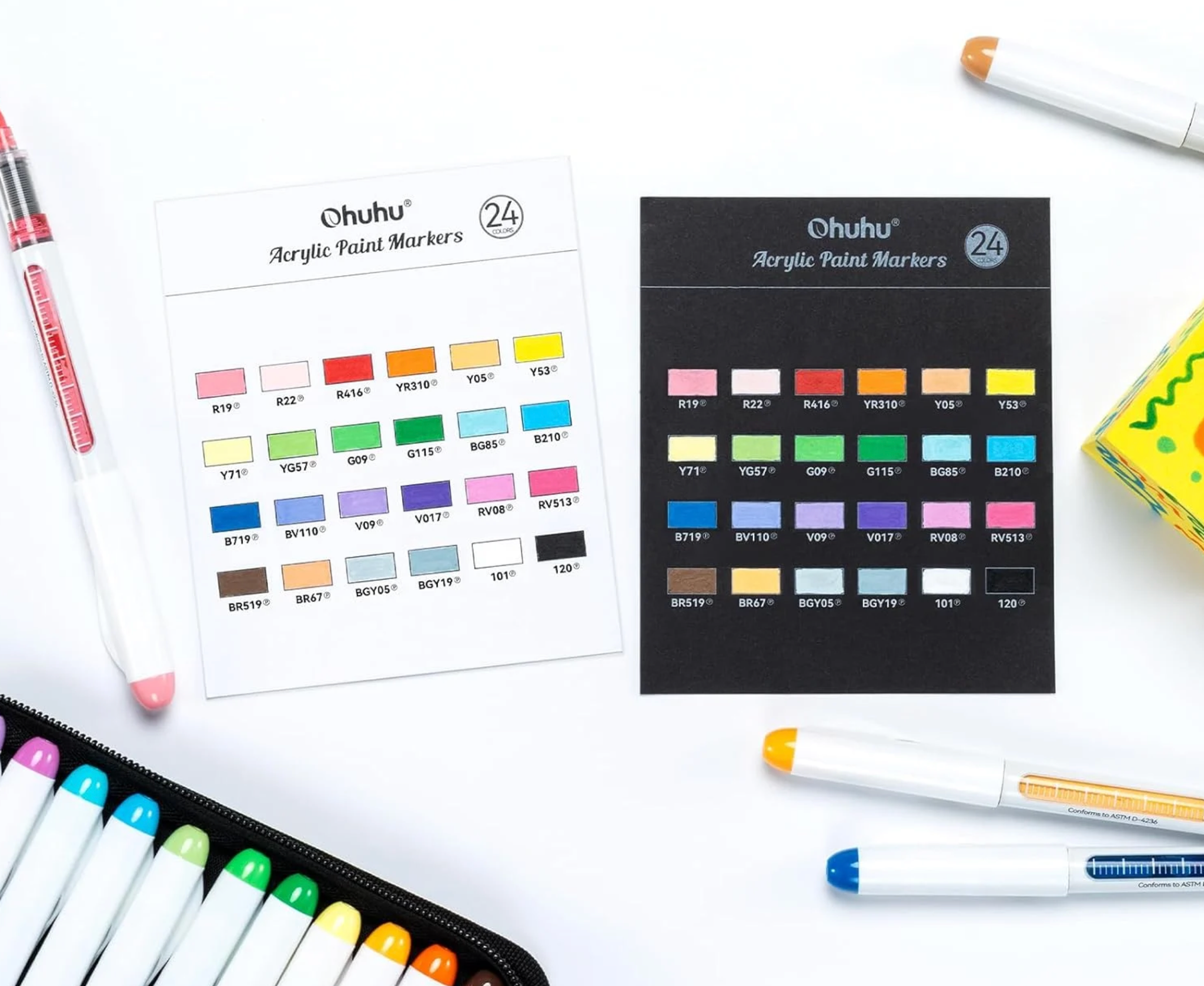 Acrylic marker set 24 in etui - Afbeelding 2