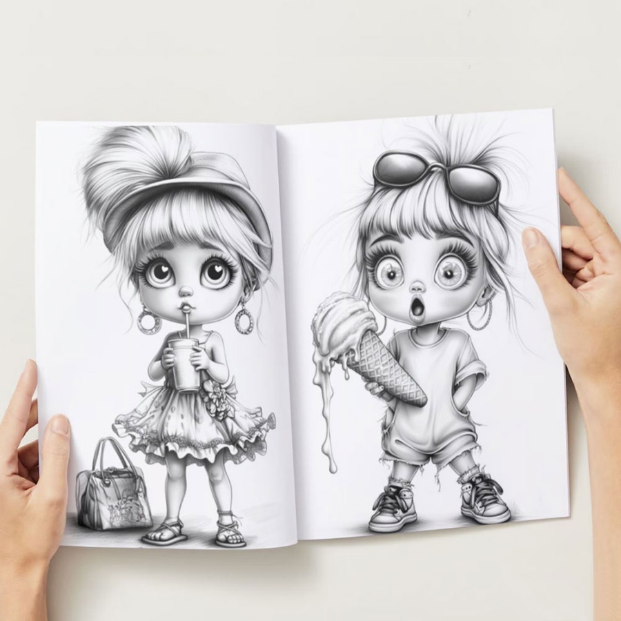 Kleurboek chibi girls - Afbeelding 2