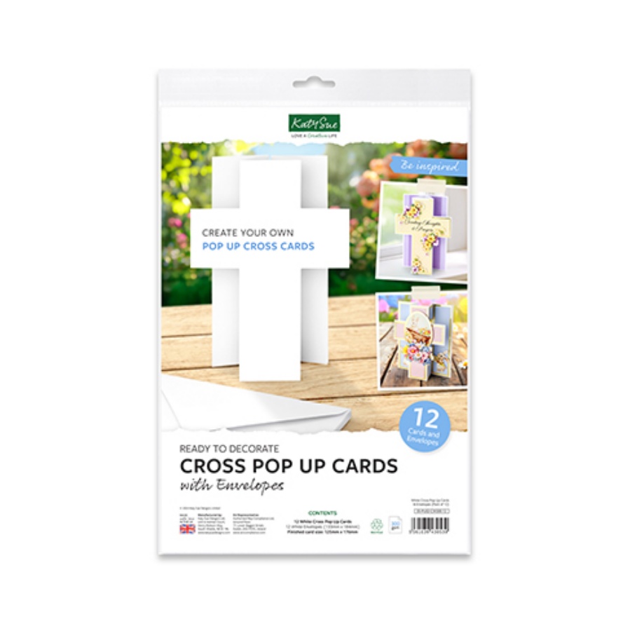 Cross pop-up kaarten en enveloppen wit