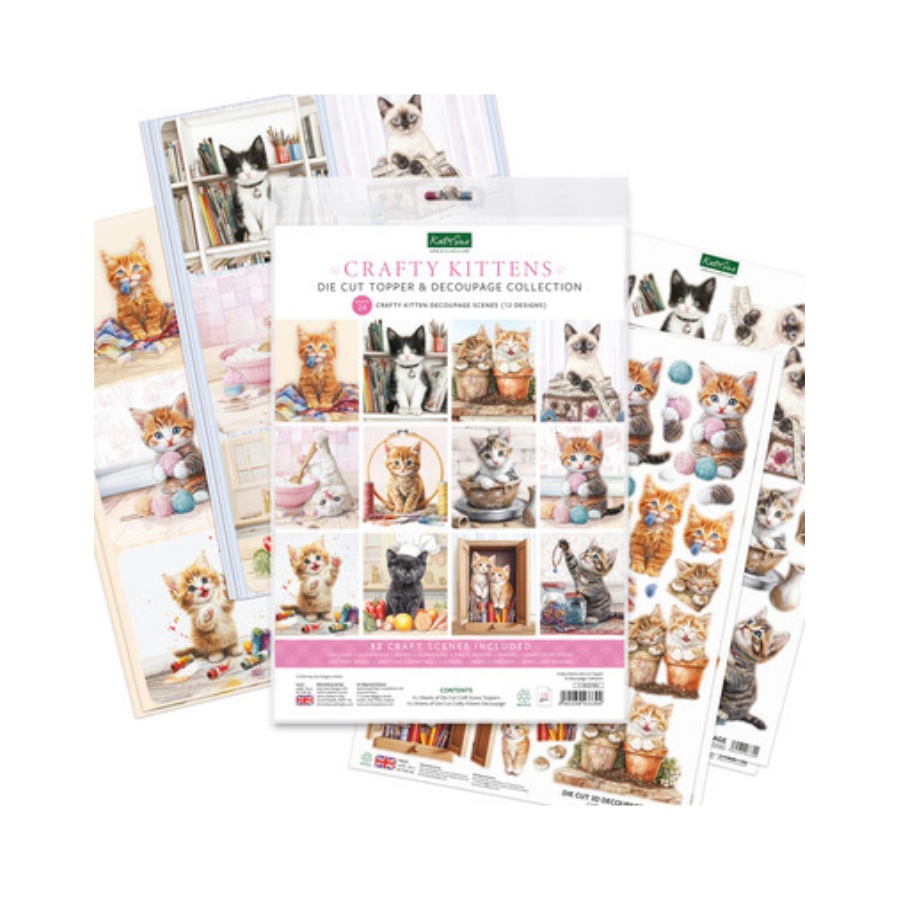 Stansplaatjes & decoupage crafty kittens