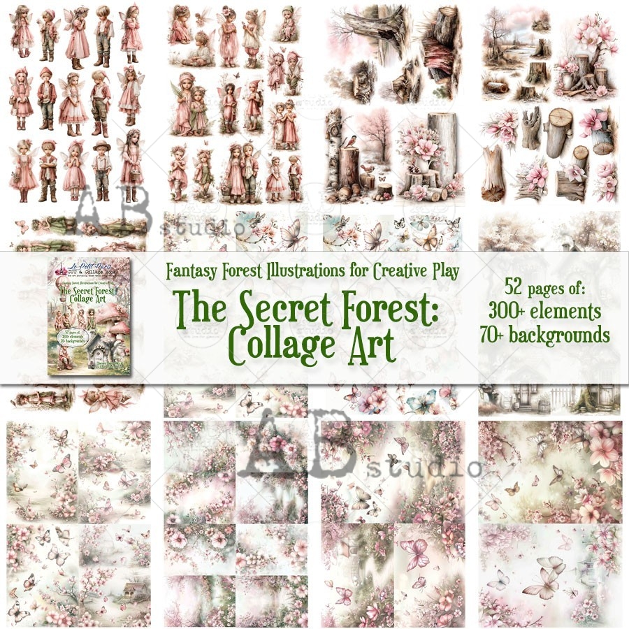 collageboek the secret forest - Afbeelding 3